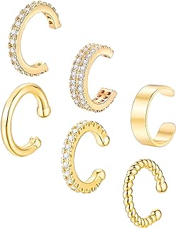 6Pcs Ear Cuff for Women 14K Gold Plated Cuff Earrings for Girls Gold Ear Cuffs Non Pierced Ear Clips Cartilage Earring Women Jewelry