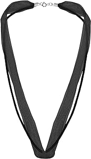 Chic Double Strand Black Silk Ribbon Choker Necklace with Lobster Claw Clasp, Made of Sterling Silver - Ideal for a Modern Fashion Statement