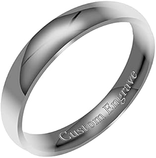 Engraved Platinum Wedding Rings with No Gemstone for Men and Women in Dome Design - Everstone Custom Titanium Ring