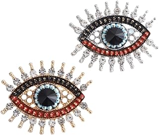 Diamond Crystal Women's Evil Eye Brooch with Pin Clasp, Uniquely Fashionable Retro Style, Perfect for Wedding, Anniversary & Holiday Gifts, Pearl Accented, Durable Alloy Metal Material
