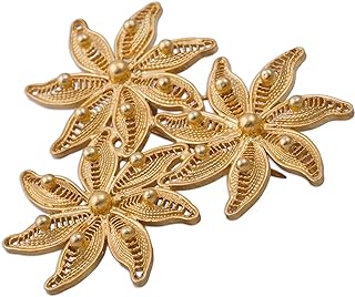 NOVICA Handmade 21k Gold Plated Filigree Brooch Pin Floral .925 Sterling Silver No Stone Peru [1.8 in L x 1.8 in W] 'Amazon Bouquet'