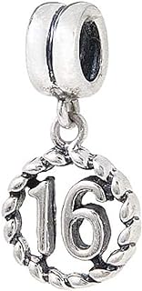 SOUKISS 16th Birthday Anniversary Celebration Charm Bead Sterling Silver 925 for Charms Bracelet