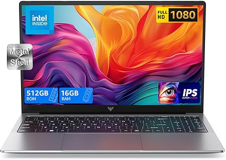 ACEMAGIC AX15 Laptop, 15,6 Zoll, Intel N-97 mit 16 GB RAM und 512 GB SSD, WiFi und BT 5.0, für Arbeit, Studium und Unterhaltung, Grau