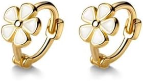Daisy Inspired Alloy Hoop Earrings with Lever Back for Women and Teen Girls - Cute Small Flower Design Jewelry Gift