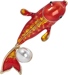 Pin Clasp Vintage Koi Fish Brooch with Rhinestone Detail for Unique Style Lovers - Alloy Material, Cute Animal Design