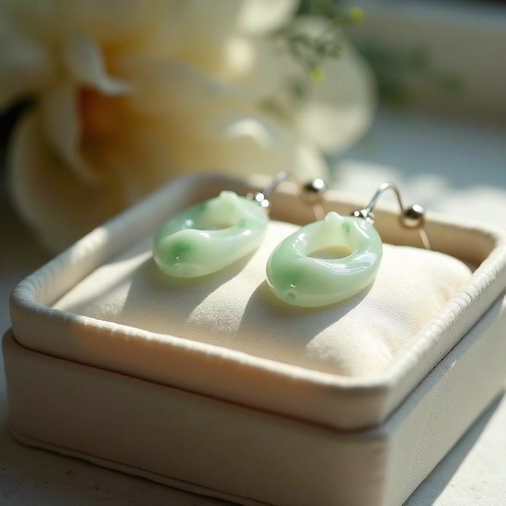 boucles d'oreilles en jade blanc