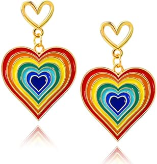 Stainless Steel French Wire Rainbow Dangle Earrings for Women, SmileBelle Acrylic LGBT Pride Jewelry