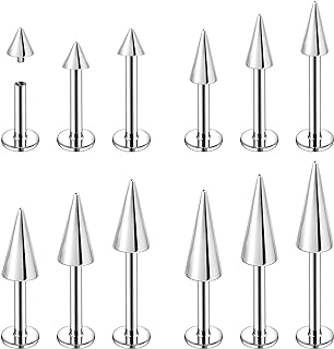 ZS 16G/18G Spike Lip Rings Cartilage Tragus Helix Piercing, Stainless Steel Spike Stud Earrings Internal Thread Snake Bite Piercing Jewelry for Women Men