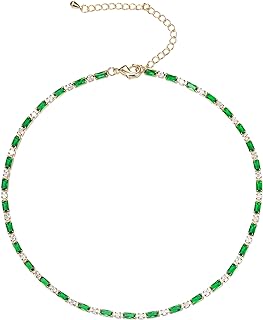 Classic Zircon-Embellished Tennis Choker Necklace for Women - Adjustable, Dainty Brass Chain Design