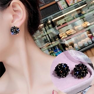 Aimimier Bridal Crystal Flower Stud Earrings Sparkling Crystal Wrapped Earrings Vintage Wedding Ear Jewelry for Women and Girls