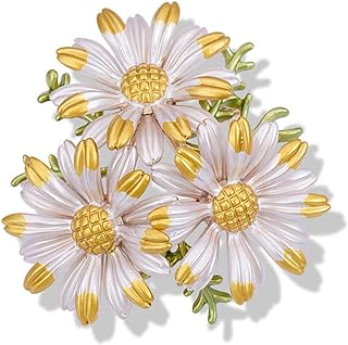 Daisy Sunflower Brooches Daisy Flower Enamel Brooch Pin Broach Decoration Gift Enamel Crystal Flower Honey Bee Delicated Scarf Brooch Pin Accessories Jewelry for Women Girls