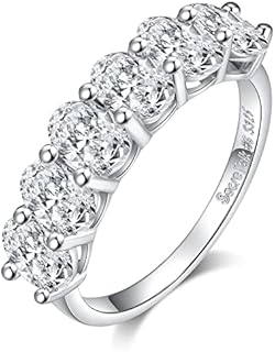 SecreTalk 3ct Moissanite Engagement Wedding Ring for Women, 6 Stones Oval Cut 925 Sterling Silver D Color VVS Diamond Promise Ring with Certificate of Authenticity