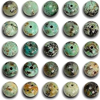 200pcs 6mm African Turquoise Loose Beads for Jewelry Making, Natural Semi Precious Beads Round Smooth Gemstones Spacer Beads Charms for Necklaces Bracelets (African Turquoise, 6mm 200Beads)