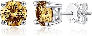 1-2 Carat Moissanite Stud Earrings, Hypoallergenic Lab Grown Diamond in 18K White Gold Plated S925 Sterling Silver with Push Back Design for Men and Women