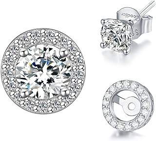 1ct-2ct Push Back White Gold Moissanite Stud Earrings for Men and Women, Versatile 4-Prong Design by Coodilor