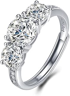 Stunning Sterling Silver Adjustable Atylyk Wedding Ring with 2 Carat 3-Stone Moissanite for Women - Elegance Redefined
