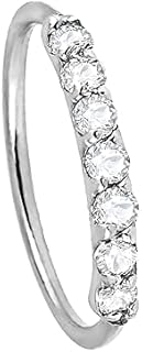 Jewelry Avalanche 20G 14Kt Nose Ring with Diamonds 6mm-8mm Inside Diameter Nose Hoop - Prong set 0.06ct - 0.07ct Diamond Half Eternity Nose Ring Yellow Gold/Rose Gold/White Gold