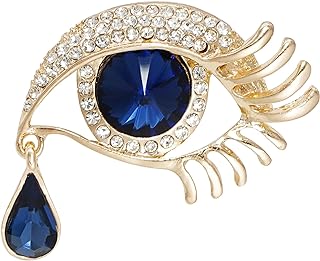 Gleamart Angel's Tears Brooch Rhinestone Pin Eye Badge for Women Gold Black