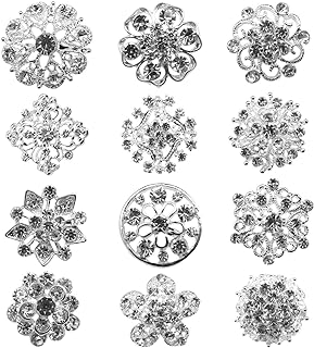 L'VOW 12px Gold Silver Crystal Button Brooches Scarves Buckle Floriated Brooch Collar Pin Rhinestone Corsage Bouquet Kit