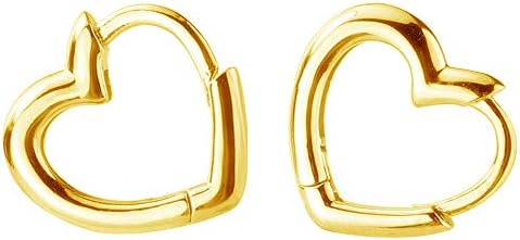 Dainty Love Heart Shaped Small Hoop Sleeper Earrings for Women Girls S925 Sterling Silver 14K Daith Heart Cartilage Tragus Cute Minimalist Hoops Jewelry Mother's Day Gift Best Friend Gold Plated