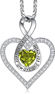 Lobster Clasp, Sterling Silver Wedding Pendant Necklace, Box Chain, Cubic Zirconia, For Women, Heart/Infinity Design - LIANYU 925