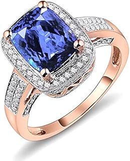 14K White/Rose/Yellow Gold Natural AAAA Blue Tanzanite Diamonds Rings Band Engagement Wedding for Women Promotion