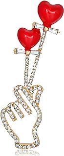 Pin-Clasp Cupid Brooch with Copper Crystal Gems for Ladies, Heart Design - Vintage Crystal Rhinestone Love Heart Brooch