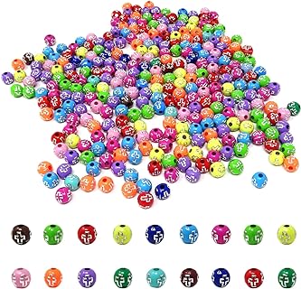 Honbay 300PCS Cross Small Round Spacer Beads Colorful Acrylic Round Loose Beads Cross Ball Beads for DIY Jewelry Necklaces Bracelets Earring Craft Making (8mm)