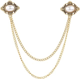 TiaoBug Women Vintage Bow Tie/Heart/Pearl/Rhinestone Sweater Collar Brooch Pin-Chain-Clip-Shawl-Blouse-Cardigan