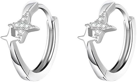 Oivzziy Boucles d'oreilles créoles en argent avec étoiles, cristaux autrichiens et zircone cubique, pour femmes élégantes, parfaites pour les occasions spéciales