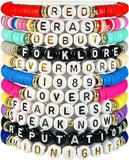 Friendship Bracelets for Women 11PCS, Handmade Stretch Bracelets Colorful Beads for Bracelets Charm Jewelry Stuff, Anti-Hero Reputation 1989 Inspired Bracelet Set for Swiftie Fans