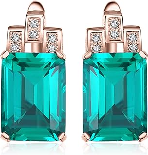 Emerald Clip-On Earrings with Screw Back for Women, Green Solitaire Emerald Gem Stud Design, 925 Sterling Silver Material, Jewelry Sets Perfect for Gifting