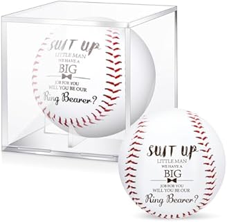 2 Pcs Ring Bearer Baseball Gift Will You Be Our Ring Bearer Baseball with Display Case Ring Bearer Request Baseball Gift Ring Bearer Proposal Baseball Gift for Wedding Party