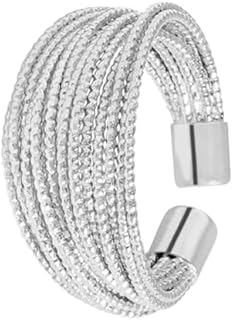 Statement Adjustable Ring For Women Multi Layer Strand Unique Ring Wrap Minimalist Fashion Silver Rings Jewelry