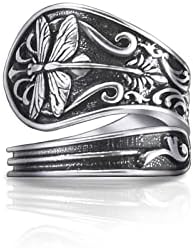 Vintage Dragonfly, Cross, Sunflower Spoon Rings for Women, Bohemian Victorian Style Brass with Platinum Coating Adjustable Ring, No Gemstone Engagement Jewelry from China