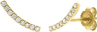 Push-Back Diamond Ear Cuff Earrings in 10k Yellow Gold for Women, Perfect as Birthday or Mothers Day Gift, Unique Design Jewelry with F-G Color and SI1-SI2 Clarity Diamonds