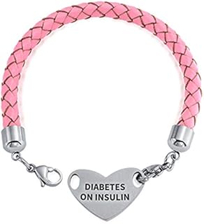 Bling Jewelry Customizable Engravable Identification Medical ID Pink Braided Leather Bracelet For Women Stainless Steel