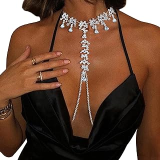 Lobster Clasp Alloy Body Chain with Non-Piercing Nipple Feature, Silver Tassel Chain Detail, Rhinestone Embellishments, Ideal for Women, Fashionable and Sexy Lingerie-Themed Design