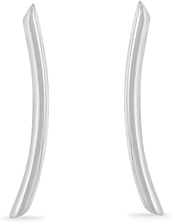 Boma Jewelry Sterling Silver Minimalist Long Curved Bar Ear Crawler Stud Earrings
