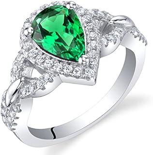 Women's PEORA 925 Sterling Silver Teardrop Crest Ring with Pear Shaped Amethyst, Sizes 5 to 9