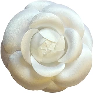 M&S Schmalberg Handmade White Camellia Brooch Pin - Elegant Silk Fabric Flower Accessory, American-Made in New York's Garment Center