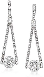 Ross-Simons 0.50 ct. t.w. Diamond Cluster Drop Earrings in Sterling Silver