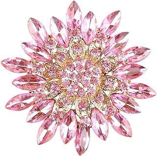 Premium Rhinestone Sunflower Brooch Pin Red Pink Flower Brooch Elegant Clothing Hat Bag Skirt Accessories for Women Teen Girls