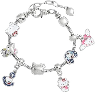 Cute charm bracelet for women and teen Girls with kitty cat style, This chain bracelet is an ideal birthday gift for women and Girls
