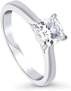 BERRICLE Sterling Silver Solitaire Wedding Engagement Rings 1.25 Carat Cushion Cut Cubic Zirconia CZ Promise Ring for Women, Rhodium Plated Size 4-10