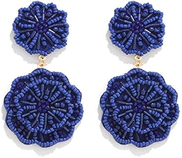 Statement Beaded Drop Earrings for Women Layered Bead Dangle Earrings