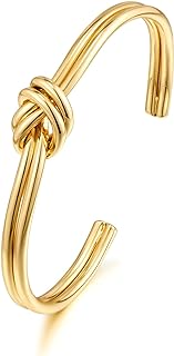 WOWORAMA Dainty Gold Cuff Bracelets for Women Delicate Thin Wire Open Bangle Bracelets Stackable Minimalist Wrist Cuff Bracelets Flexible Adjustable Size