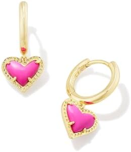 Abalone Hoop Earrings with Hinged Hoop Back Finding for Women, Heart-shaped Design