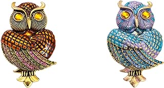 2pcs owl brooch, owl enamel pin for blouse, owl rhinestone brooch jewelry