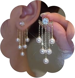 Boucles d'oreilles pendantes Inateannal en cristal pour un joli mariage, ornées de perles et de strass Cz, taille longue, style Boho et Vintage. Idéales pour toutes occasions